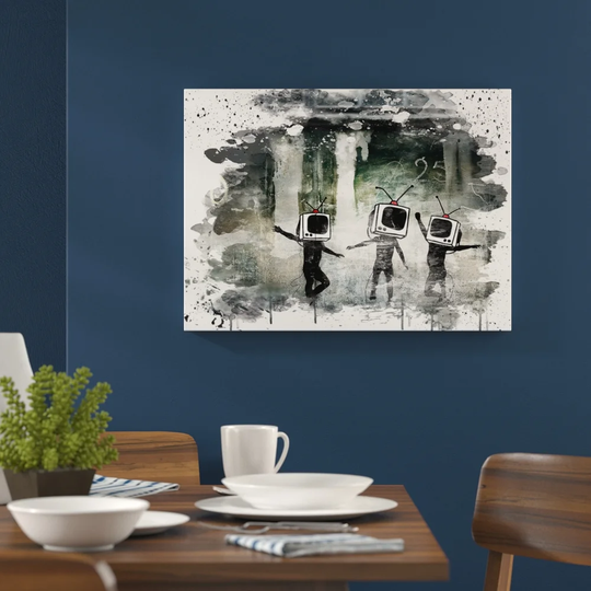 'Banksy TV Heads Graffiti Wall Art' Graphic Art Print Poster