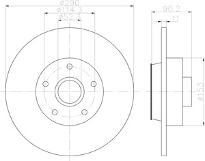 Mintex MDC2512 Pair Solid rear Brake Disc