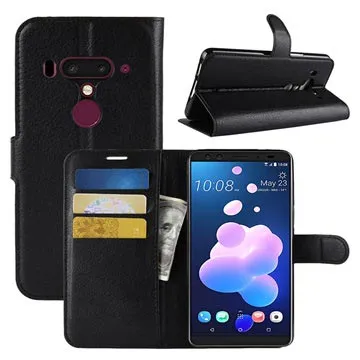 HTC U12+ Wallet Case with Magnetic Closure - Black