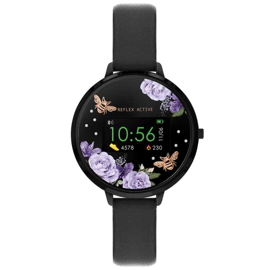 Reflex Active Series 3 Smart Watch With Colour Screen Crown Navigation And Up To 7 Day Battery Life - Round Matt Black Case With Black Strap Design