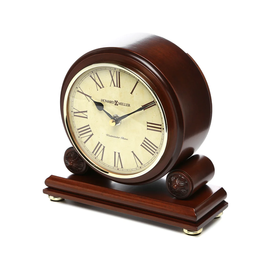 Redford Traditional Analog Wood Quartz Tabletop Clock in Windsor Cherry/Polished Brass