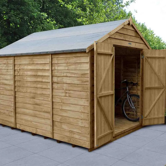 Forest Garden Overlap Pressure Treated 8' x 10' Double Door Apex Shed
