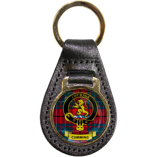 Leather Key Fob Scottish Family Clan Crest Cumming Made in Scotland