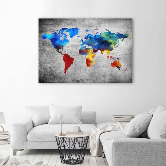 Canvas Print Coloured World Map