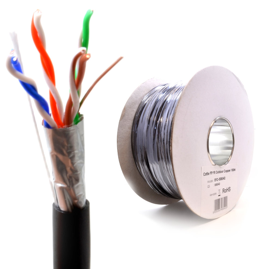 kenable External SHIELDED CAT5e Outdoor COPPER Ethernet Cable FTP Reel 100m