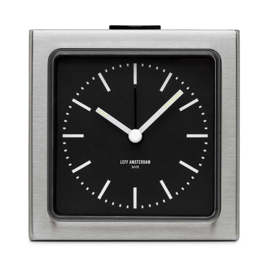 Leff Amsterdam Block Alarm Clock Steel With Black Display