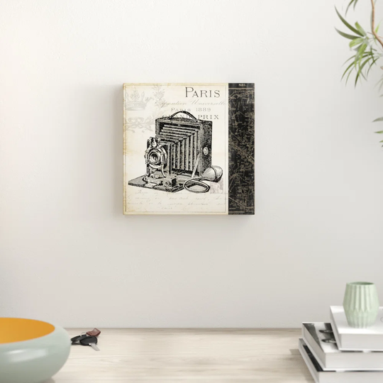 'Paris Camera' by Tre Sorelle Studios Graphic Art Print on Wrapped Canvas