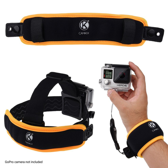 2in1 Floating Wrist Strap & Headstrap Floater - For GoPro Hero 7/6 / 5/4, Session, Black, Silver, Hero+ LCD, 3+, 3, 2, 1 - Prevents Your Camera...