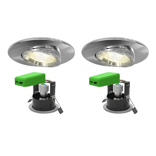 4lite WiZ Chrome Smart Adjustable Downlight with IP20 GU10 WiFi & Bluetooth -Twin Pack