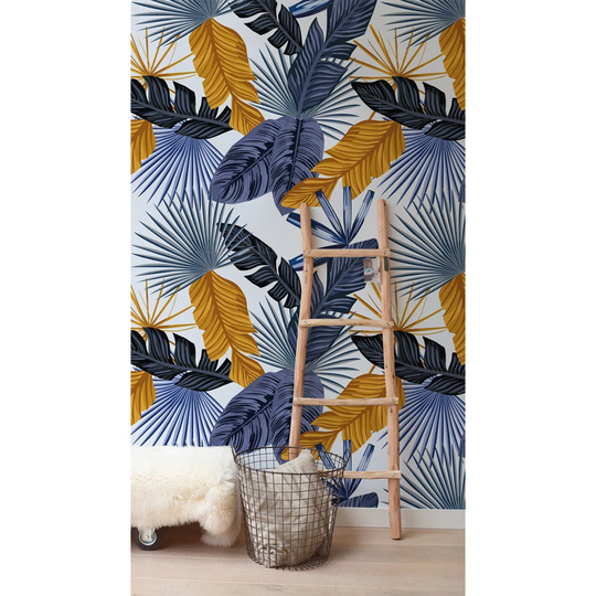 Walllpaper Roll 360X250cm Mural Decoration Wallpaper Material With Print Kitchen Livingroom Bedroom - Palm Leaves Gold Leaf