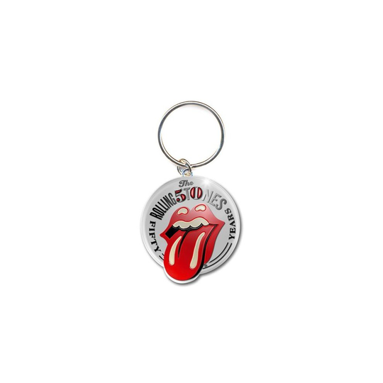 Rolling Stones - Keyring 50th Anniversary (in One Size) - Tongue Logo Metal - rolling stones tongue logo 50th anniversary metal keychain keyring