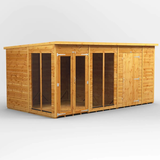 14X8 Power Pent Summerhouse Combi Including 6Ft Side Store