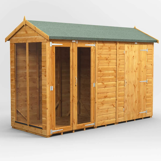 10X4 Power Apex Summerhouse Combi Including 4Ft Side Store