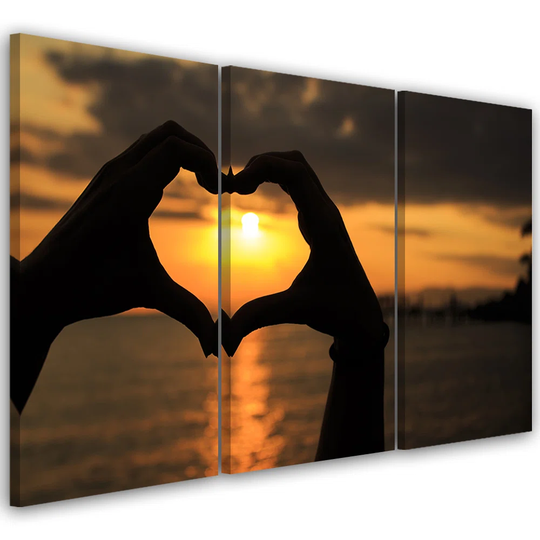 Canvas Print Hands Formed Into A Heart Sunset