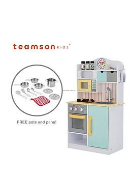 Teamson Kids Little Chef Florence Classic Play Kitchen And Pan Set Bundle