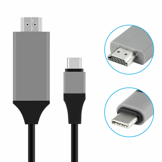 (Black) USB C Type-C to 4K HDMI Cable HDTV Adapter 2M