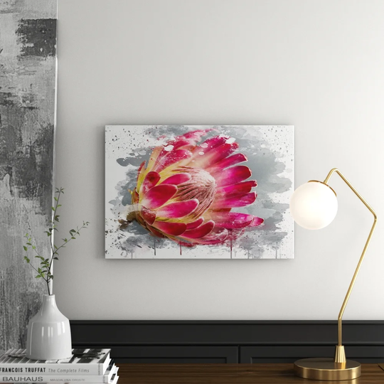 'Flower Pink Protea' Graphic Art Print Poster