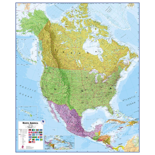 Large North America Wall Map Political - Unframed Art Prints on Paper