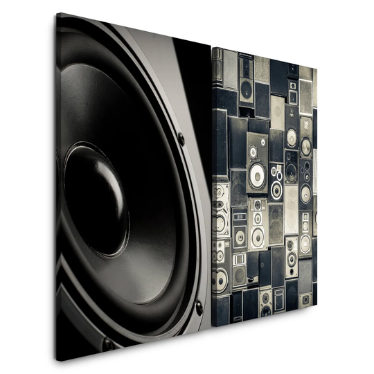 Loudspeaker Vintage Speakers Bass Music Broadband Audiophile - 2 Piece Wrapped Canvas Photograph Print Set