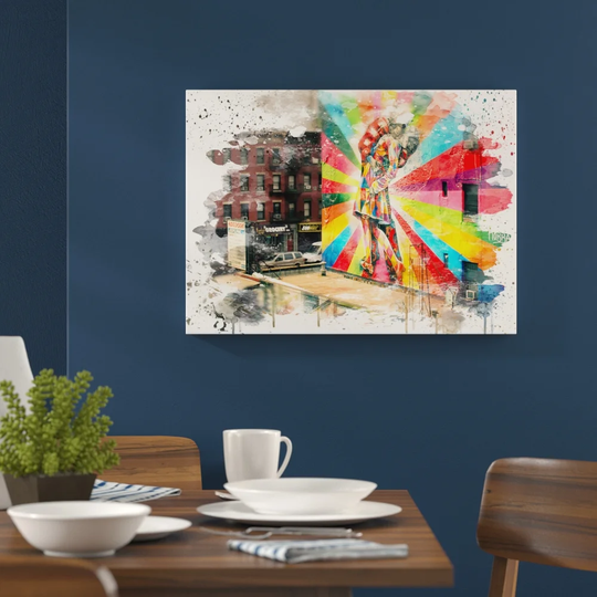 'V-Day Kiss Graffiti Wall Art' Graphic Art Print Poster