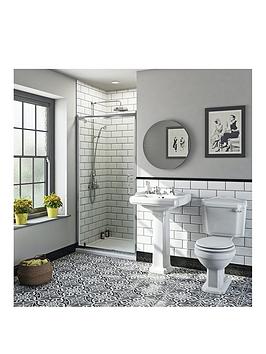Orchard Bathrooms Traditional Pivot Shower Door With Traditional Close Coupled Toilet And Basin 760Mm