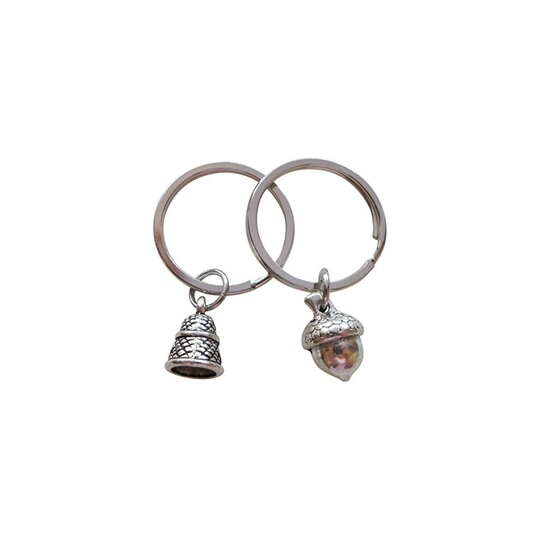 Thimble & Acorn Keychain Set - Peter Pans Kiss; Couples Keychain Set