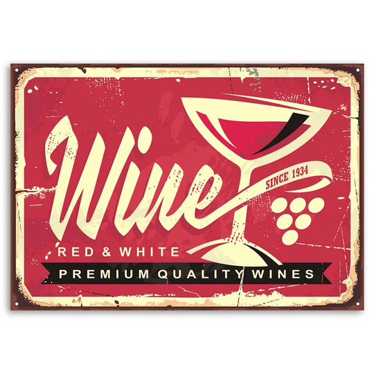 Canvas Print Red Wine Sign Retro