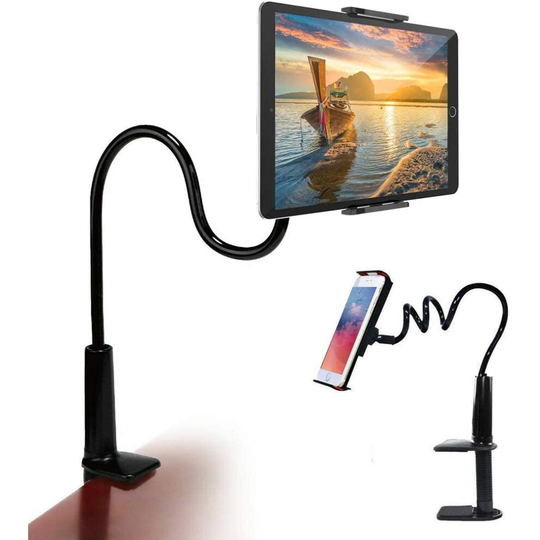 Gooseneck Tablet Phone Holder, Tablet Mount Holder Stand for 4.7-10.5" Devices Compatible with iPad Pro Air Mini iPhone Series/Kindle Fire/E