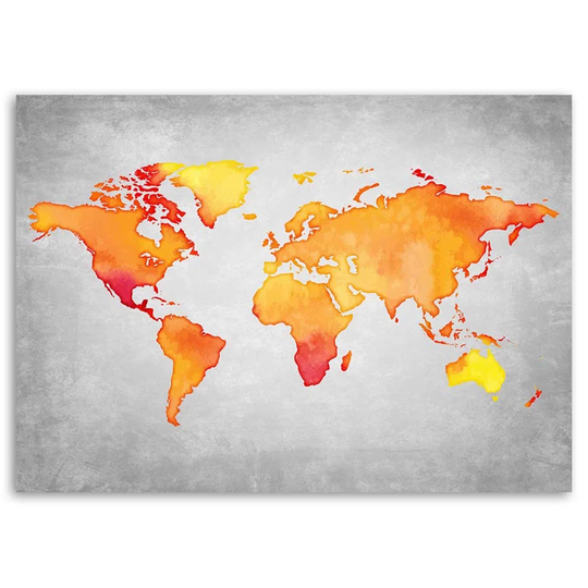Canvas Print World Map Orange