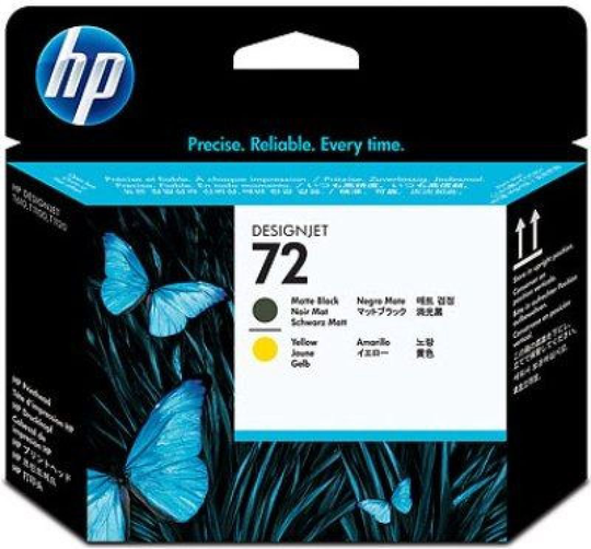 HP 72 Matte Black & Yellow Original DesignJet Printhead For use with - T1100, T1120, T1200 - C9384A