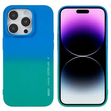 X-Level Rainbow iPhone 14 Pro TPU Case - Green / Blue