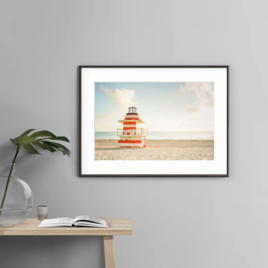 MIAMI BEACH LIGHT, Framed Graphic Art Print.