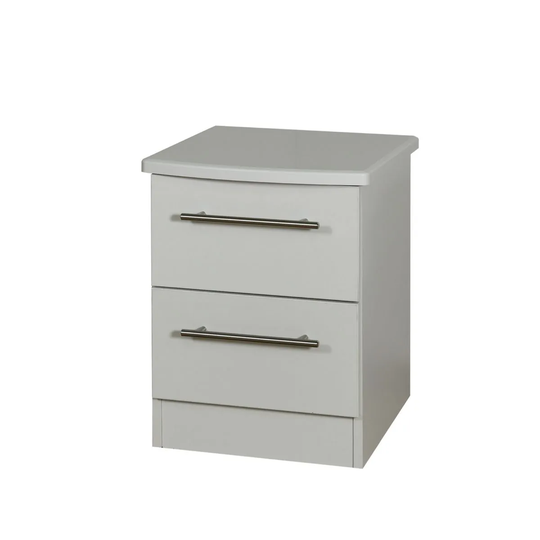 Edina Ready Assembled 2 Drawer Bedside Cabinet With Wireless Charging Grey Matt