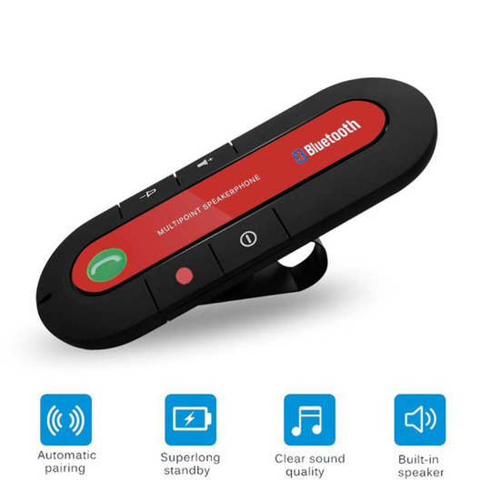(Red) Car Kit Bluetooth Hands-free Speaker Phone for 4.1 Version In Car Kit Visor