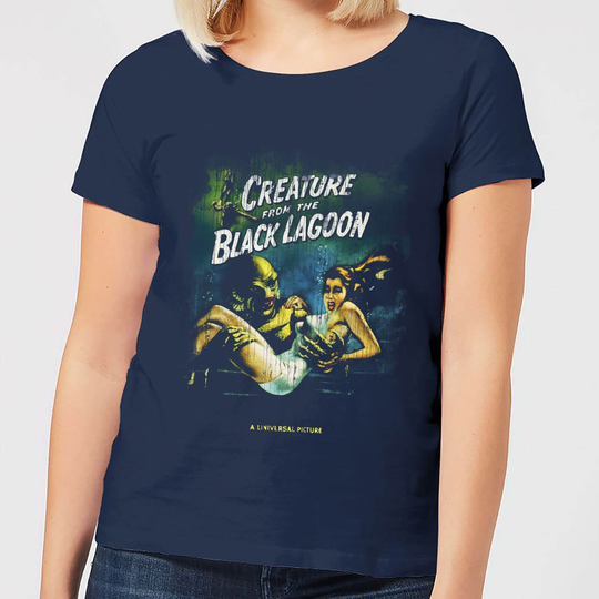 Universal Monsters Creature From The Black Lagoon Vintage Poster Women's T-Shirt - Navy - S