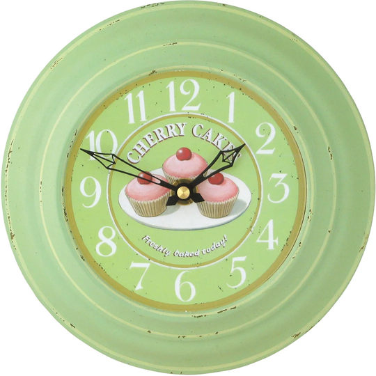18.5cm Tin Cherry Cakes Wall Clock