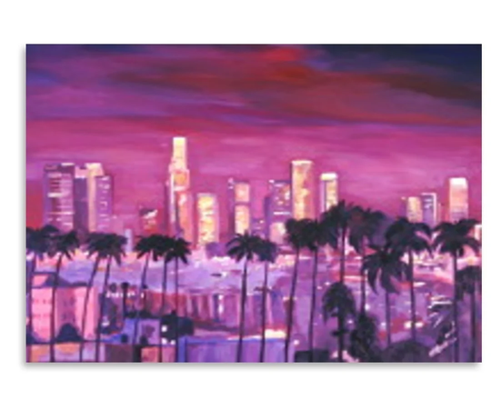 Los Angelese Golden Skyline 2 by M Bleichner - Unframed Painting Print on Paper