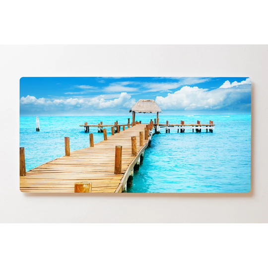 Backlight Motive Wall Picture Beach Footbridge Caribbean Magnetic Cork Board
