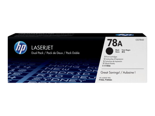 HP 78A Black Toner Cartridge Dual Pack - CE278AD