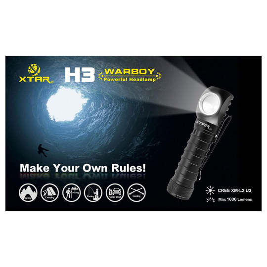 XTAR H3 Cree XM-L2 U3 1000 Lumens LED Headlight Flashlight Torch