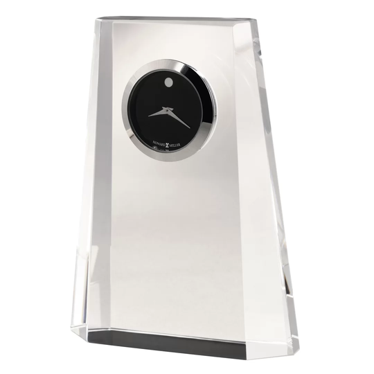 Paragon Modern & Contemporary Analog Crystal Quartz Tabletop Clock in Clear/Silver/Black
