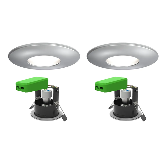 4lite WiZ Chrome Smart Downlight with LED IP65 GU10 WiFi & Bluetooth - Twin Pack