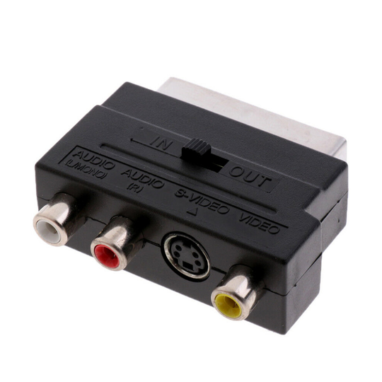 Scart TV Adaptor for Red, White and Yellow Video Output S-Video Adapt