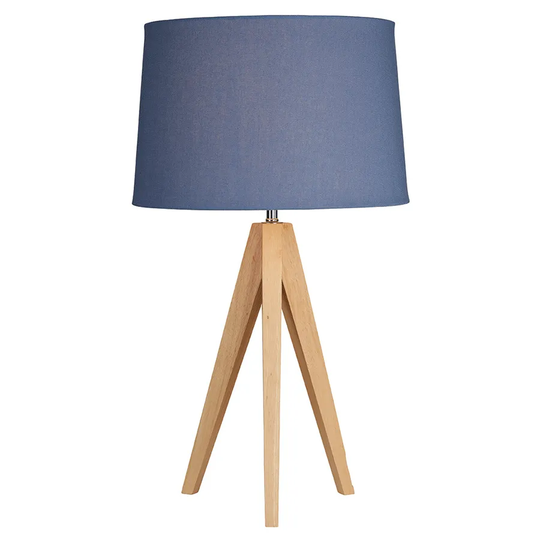 Village At Home Wooden Tripod Table Lamp - Denim