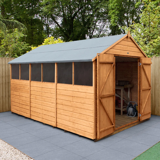 Forest Garden Shiplap Dip Treated 12X8 Apex Shed - Double Door