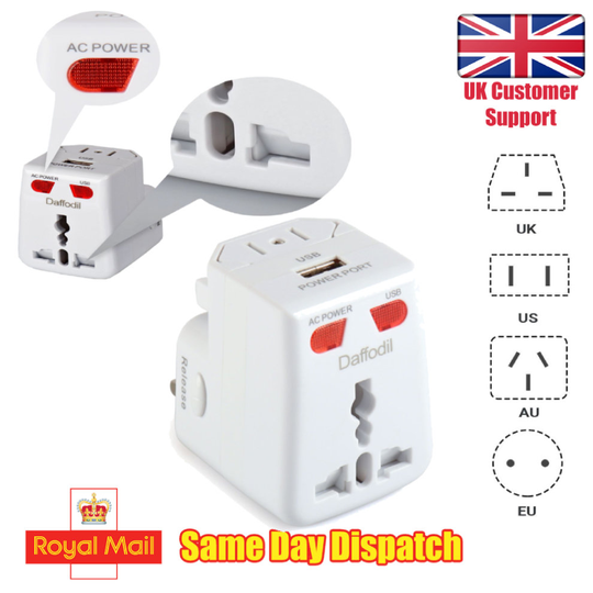 4 In 1 International World Wide Universal Travel Adaptor with USB Charging