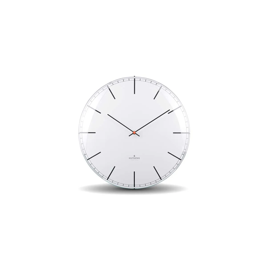 Huygens Dome Index Clock - White/35Cm
