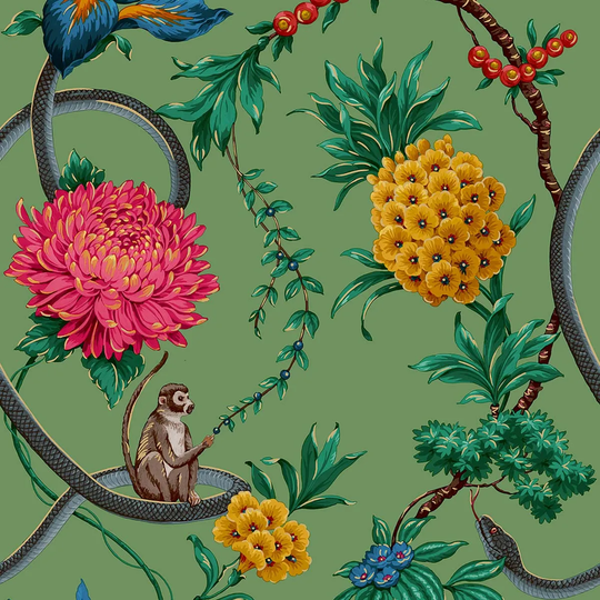 Belgravia Decor Forbidden Fruit Green Wallpaper