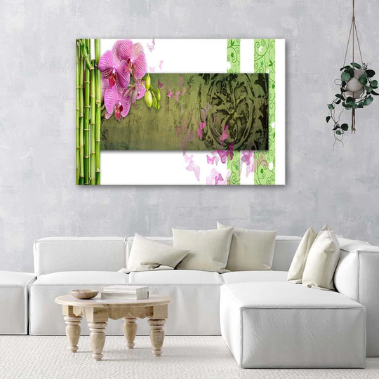 Canvas Print Orchid Bamboo Abstraction