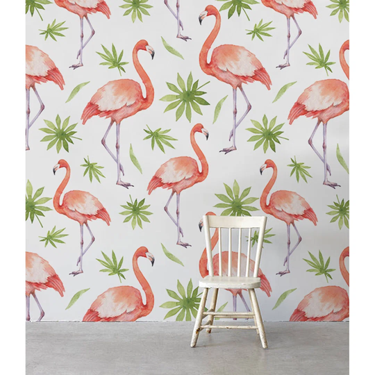 Walllpaper Roll 208X146cm Mural Decoration Wallpaper Material With Print Kitchen Livingroom Bedroom - Leafs Flamingo Birds Delicate